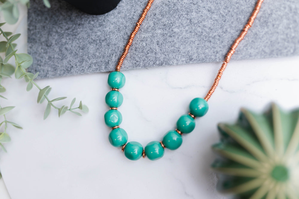 
                  
                    Green Beaded Copper Necklace
                  
                