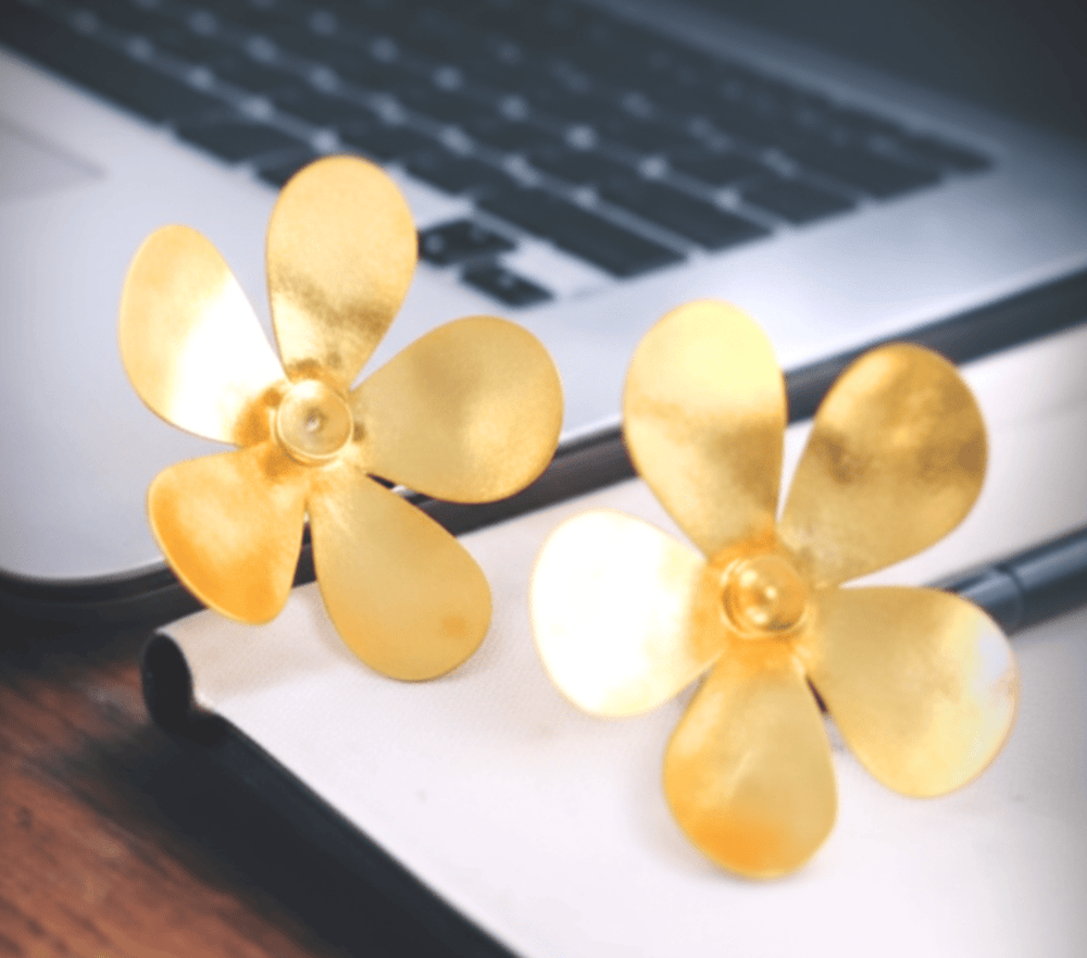 Floral Brass Gold Plated Earrings