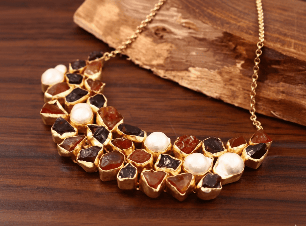 Gemstone Studded Brass Choker