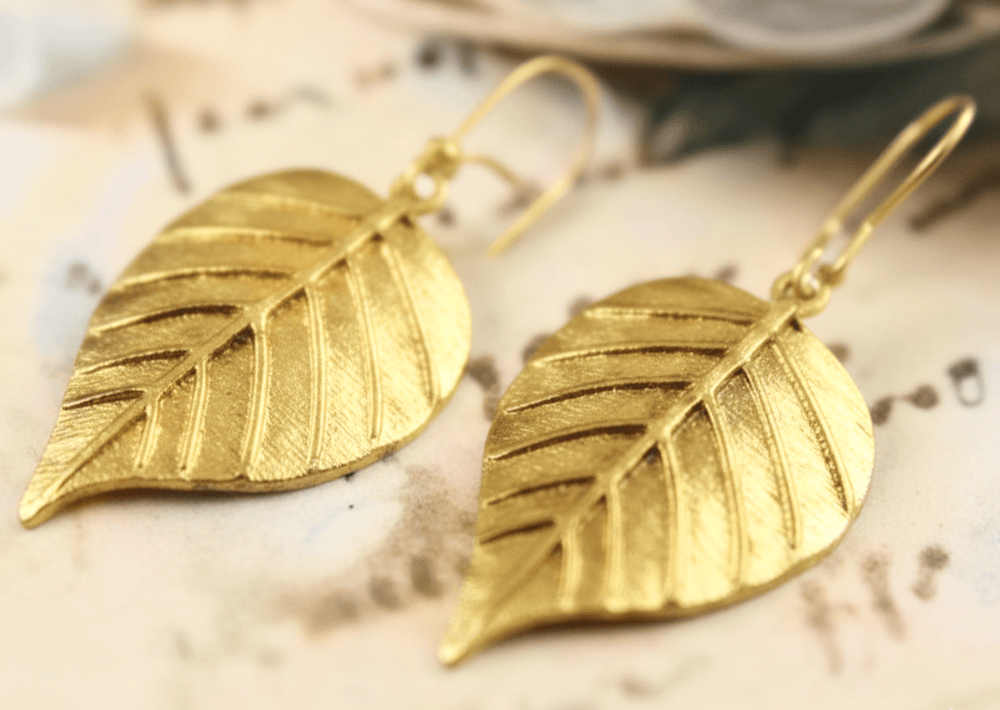 Golden Leaf Hook Earrings