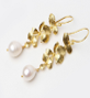 Hanging Orchid Pearl Earrings