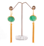 Gold Plated Teal Long Earrings