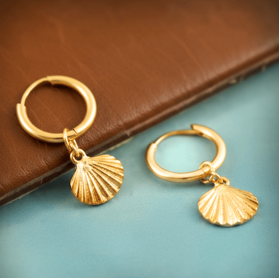 Sea - Shell Brass Hoops